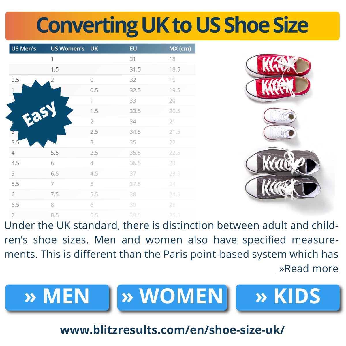 Converting UK to US Shoe Size