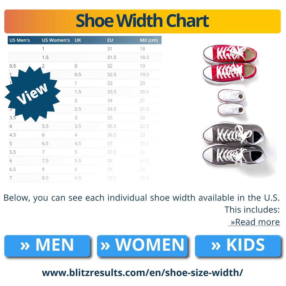 Shoe Width Chart