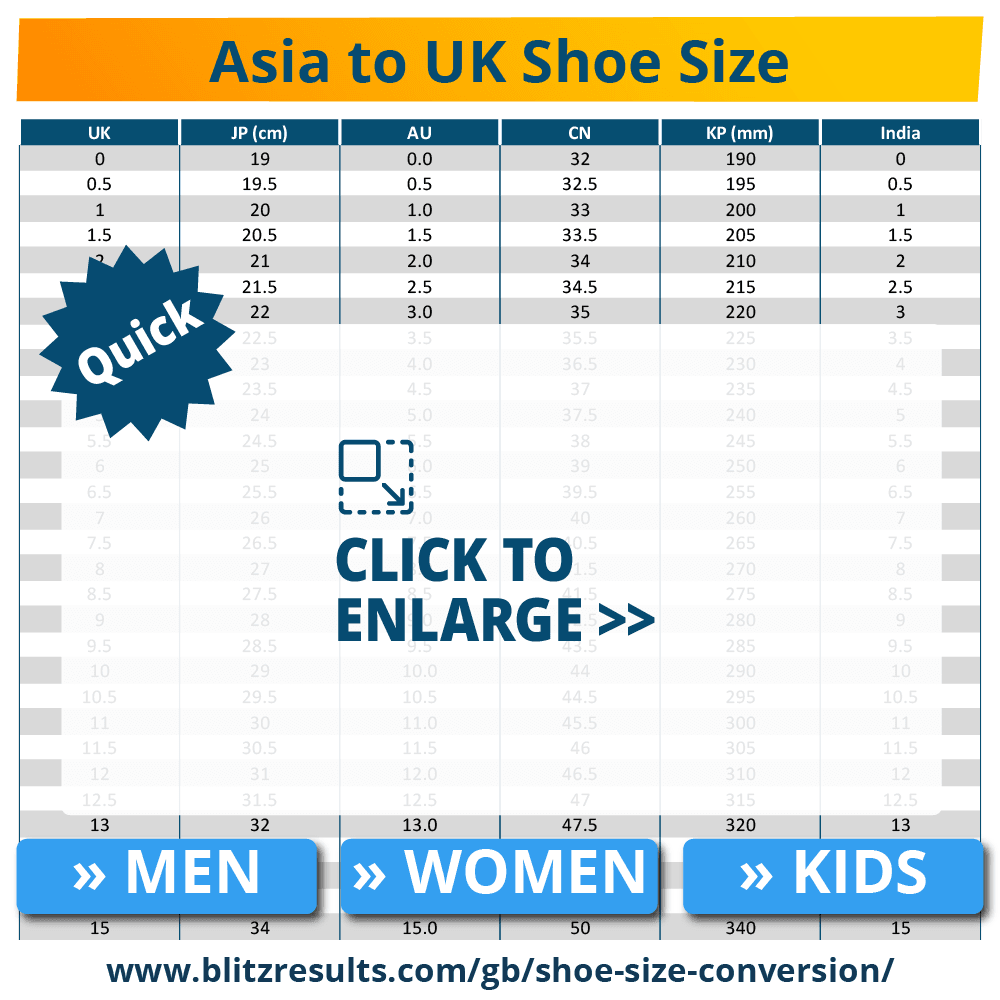 Asia to UK Shoe Size