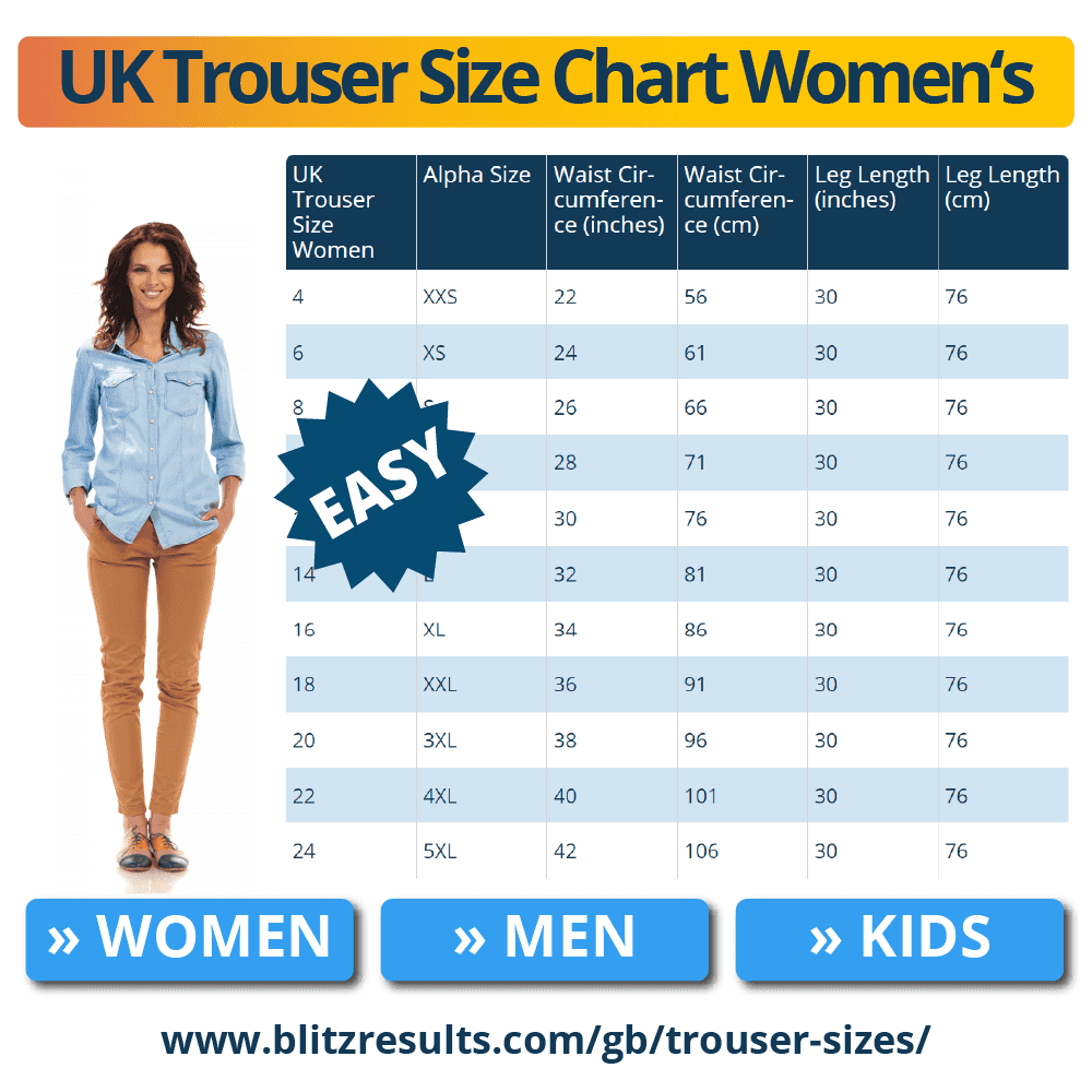 Womens Trouser Size Chart UK